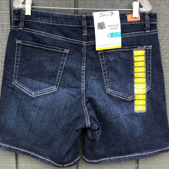 Seven7 Slimming 5” Dark Denim Shorts 12 NWT - Picture 6 of 10